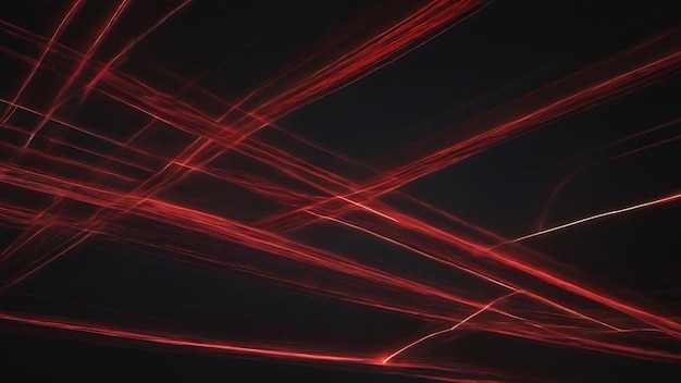 Abstract red lines drawn by light on a black background laser lines