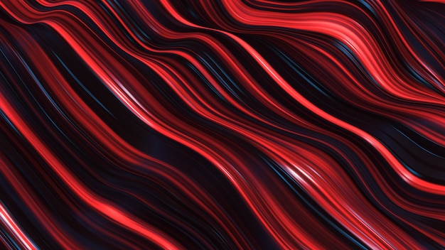 Abstract red neon wave line filed