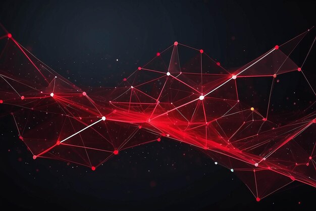 Photo abstract red polygonal space dark background with connecting dots and lines futuristic design