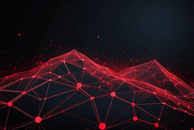 Photo abstract red polygonal space dark background with connecting dots and lines futuristic design