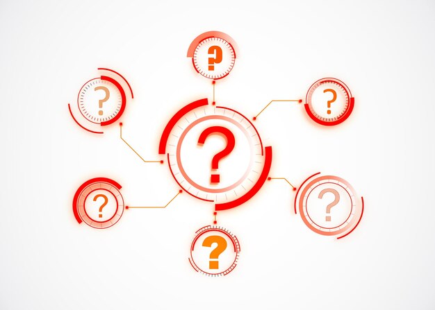 Abstract red question mark network concept design on white background 3D Rendering