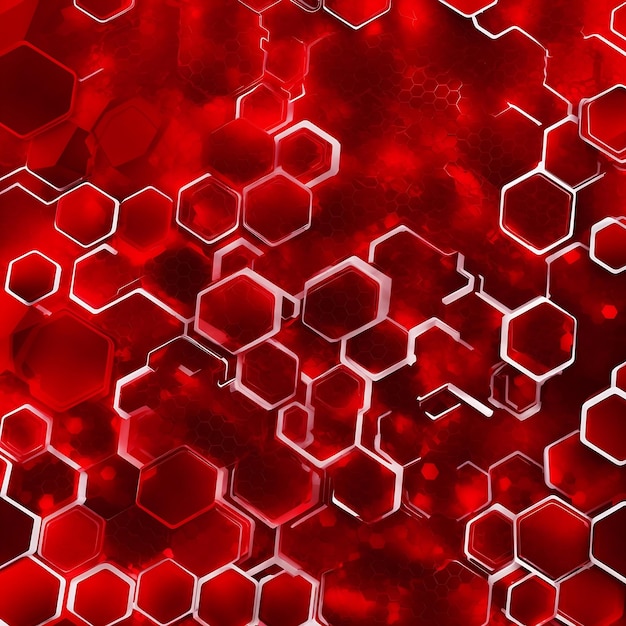 Абстрактный красный технологический шестиугольный фон Ai Generated