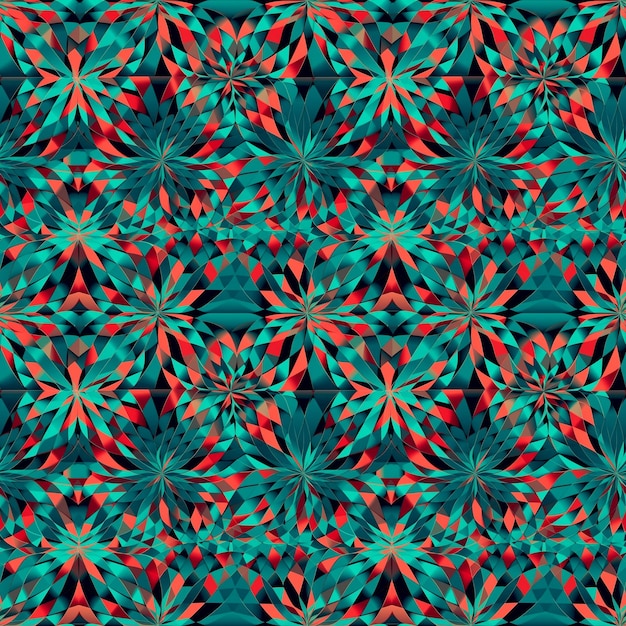 Abstract Red and Turquoise Radial Seamless Pattern