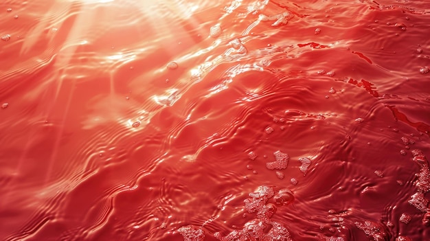 Abstract red water texture with light reflections