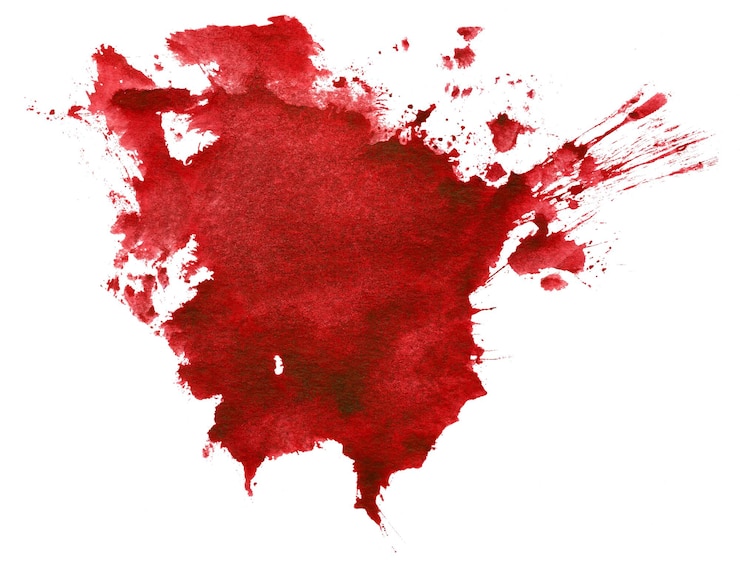Photo abstract red watercolor splash isolated on white background
