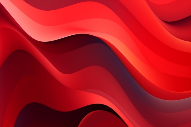 Abstract red wavy background with smooth lines and curves generative ai