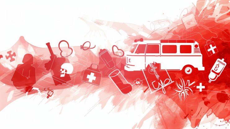 Photo 医療車の抽象的な赤と白のイラスト