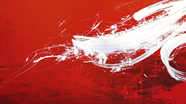 Photo abstract red and white painting the red is a deep rich color and the white is a bright stark contrast