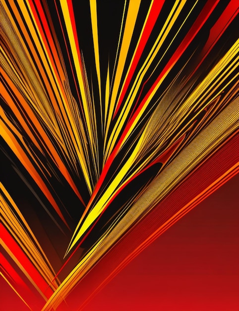 Abstract red and yellow lines on a red background