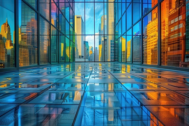 Abstract reflections in city windows