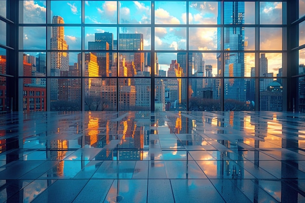 Abstract reflections in city windows