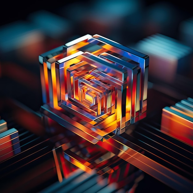 abstract render of tesseract cube