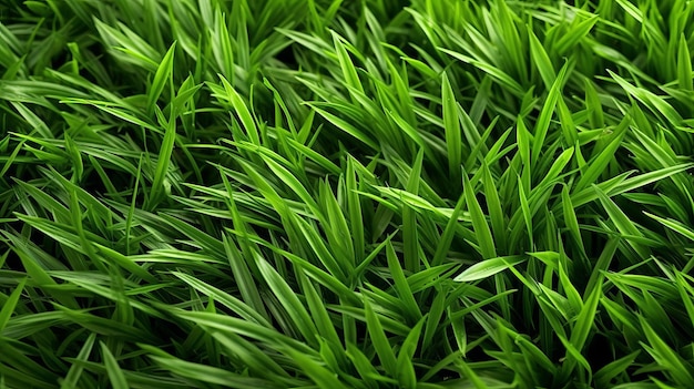 Abstract representation of artificial green grass and plants in a natural setting combining the beauty of nature with the concept of artificial elements Generative Ai