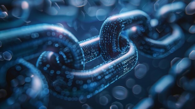 an abstract representation of blockchain encryption algorithms conveying the complexity and sophistication of blockchain security technology