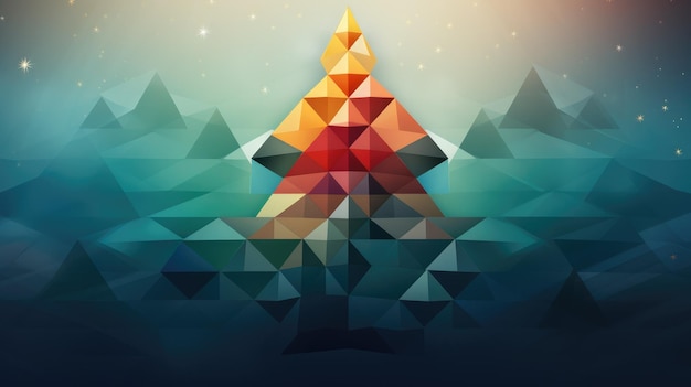 カラフルな幾何学的な形で構成されたクリスマス ツリーの抽象的な表現