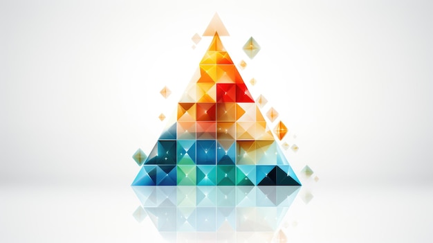 an abstract representation of a Christmas tree made up of colorful geometric shapes