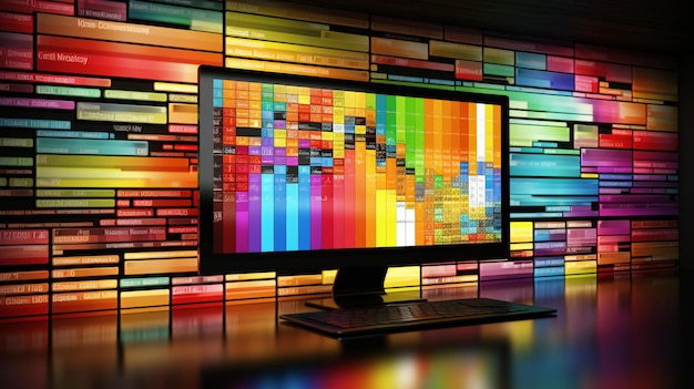 デジタルで未来的な囲気を描いた コンピューター画面の抽象的な表現
