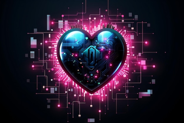 Foto una rappresentazione astratta di un cuore cibernetico generative ai