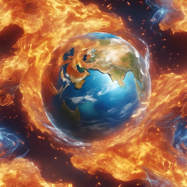 An abstract representation of the elements earth air fire and water