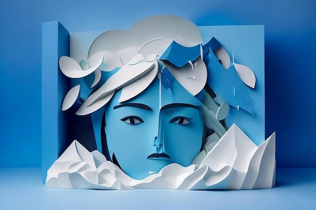 Abstract representation of sadness paper art style ai generated