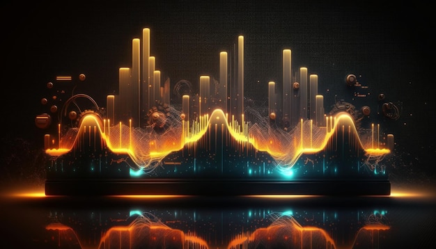 Абстрактное представление звуковых волн и музыкальных частот Генеративный ИИ