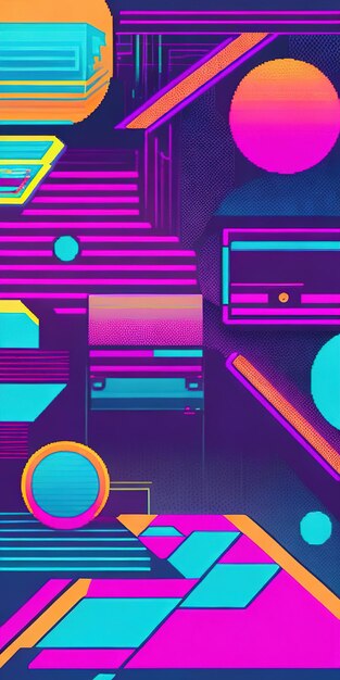 Abstract retro background with geometric shapes