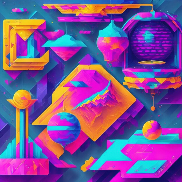 Abstract retro background with geometric shapes