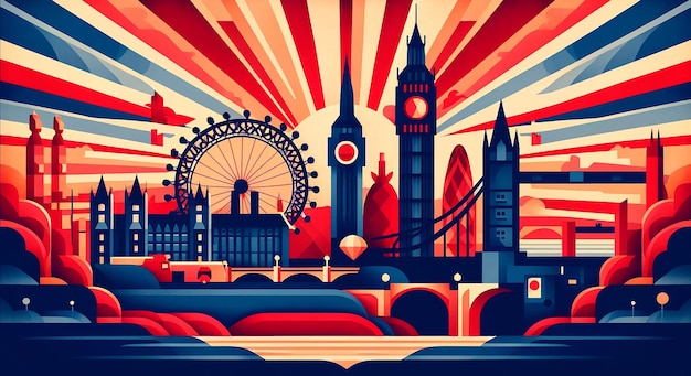Photo an abstract retro paper cutout style background that embodies the essence of the city of london