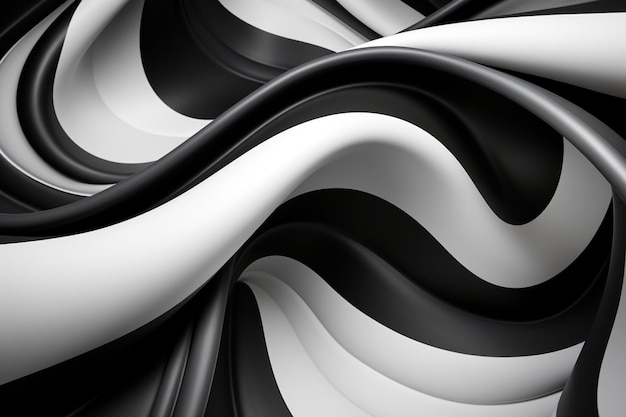 Абстрактный рисунок ленты с текущими черно-белыми нитями