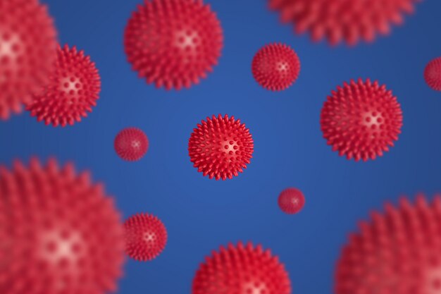 Abstract rood virusstammodel van coronavirus Covid-19