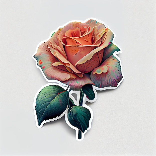 Abstract rose flower sticker Digital illustration AI