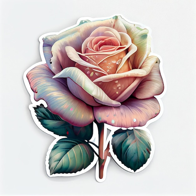 Abstract rose flower sticker Digital illustration AI