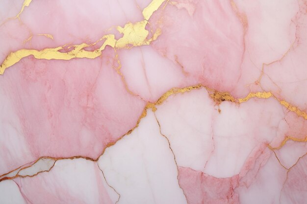 Abstract rose quartz and gold marble fusion