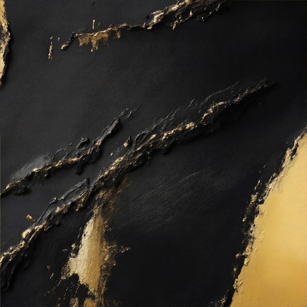 Photo abstract rough black and gold brushstroke texture