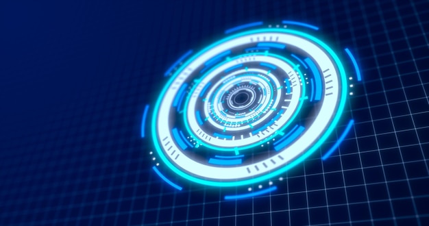 Abstract round blue ring of lines HUD elements circles energy futuristic scientific hitech digital