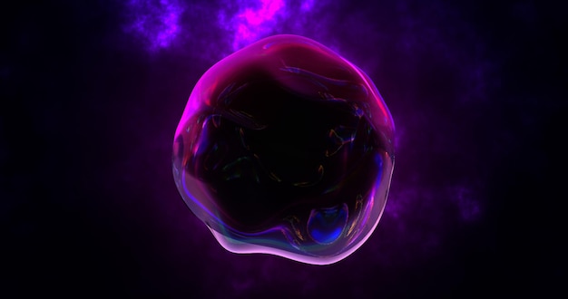 抽象的な丸い青い球液体虹色シャボン玉未来的な抽象的な背景ビデオ 4 k モーション デザイン