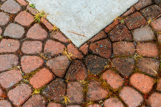 Abstract round brick texture with concrete