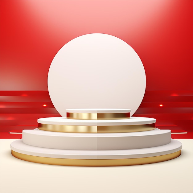 Abstract round podium on red background Award ceremony concept