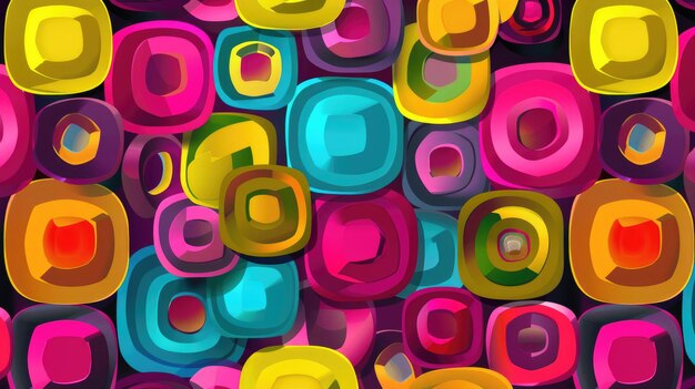 Abstract rounded square pattern with vibrant colors