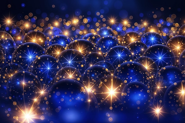 Abstract Royal Blue Sparkles Light and Stars Neon Glitter Particles Background