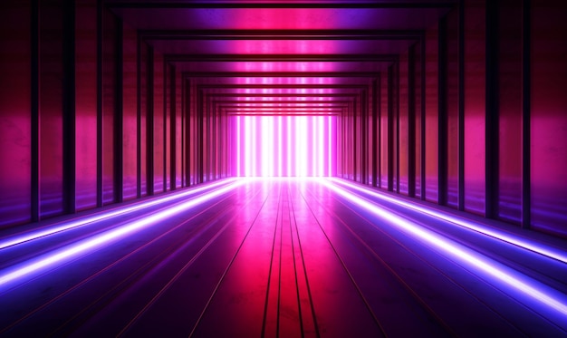 Foto abstract roze neon snelheidslicht tunnel behang