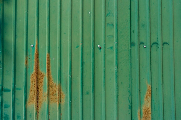 Abstract rusty green zinc fence outdoor