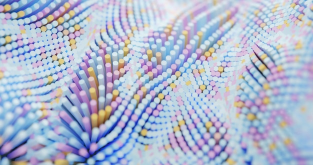 Фото Абстрактная петлевая анимация красочных трубчатых волн 3d-рендеринг волнистого узора бесшовная петля
