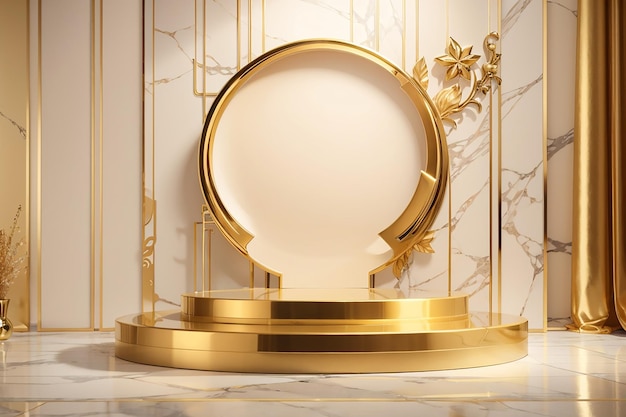抽象的なシーンの背景ゴールド製品プレゼンテーションのモックアップに豪華な表彰台