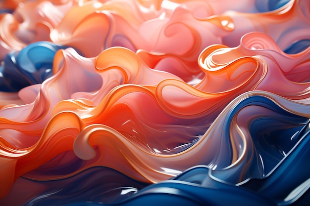 青とピンクの液体の波の背景の抽象的なシーンジェネレーティブ Ai