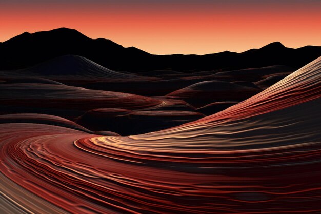 Photo abstract scene in the desert at sunset