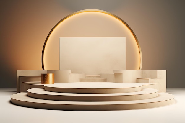 Abstract scene podium mock up Award ceremony concept 3d render 3d rendering podium platform AI Generated