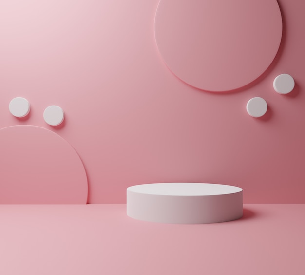 Abstract scene white color podium on pink