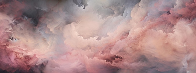 Abstract schilderij dat etherische wolken vastlegt in roze, blauwe en grijze tinten De hemel van de natuur met levendige kleuren en vloeiende penseelstreken AI Generatief