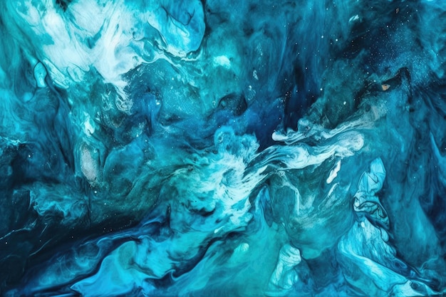 Abstract schilderij met blauwe en groene kleuren Generatieve AI